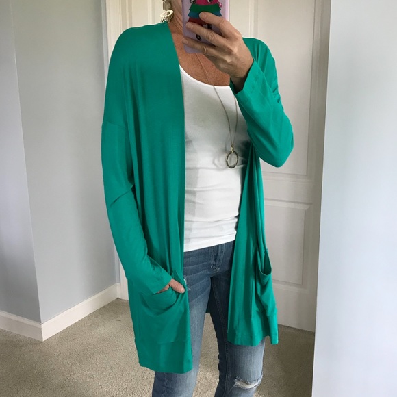 Green Long Open Cardigan - Picture 5 of 7